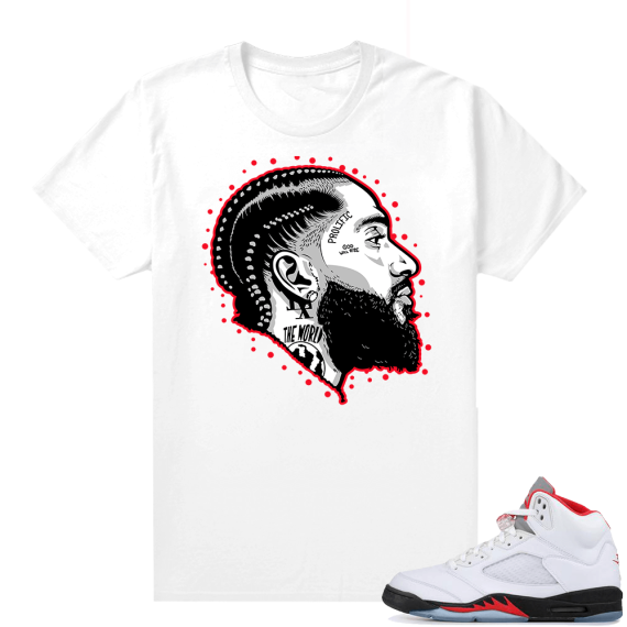 Fire Red 5s sneaker tees White - Prolific