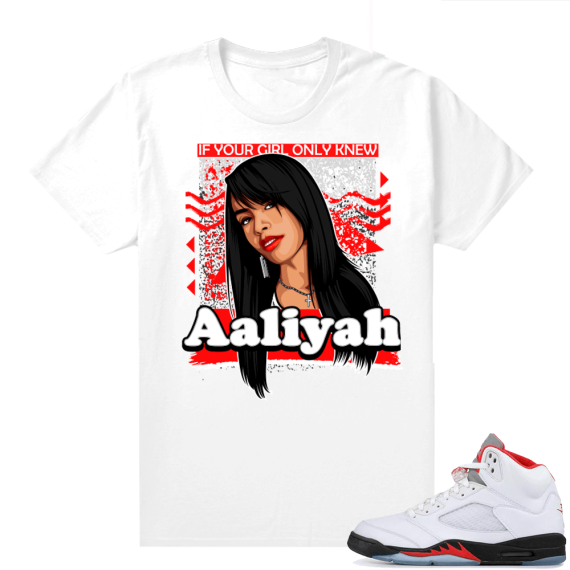 Fire Red 5s sneaker tees White - Aaliyah