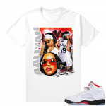 Fire Red 5s sneaker tees White - Aaliyah Vintage Rap tee