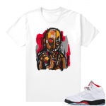 Fire Red 5s sneaker tees White - Abstract Pac