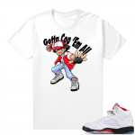 Fire Red 5s sneaker tees White - Cop Em All