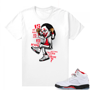 Fire Red 5s sneaker tees White - Crazy Hype