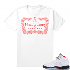 Fire Red 5s sneaker tees White - Hennything