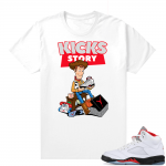 Fire Red 5s sneaker tees White - Kicks Story