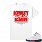 Fire Red 5s sneaker tees White - Loyalty