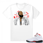 Fire Red 5s sneaker tees White - Nipsey Tribute