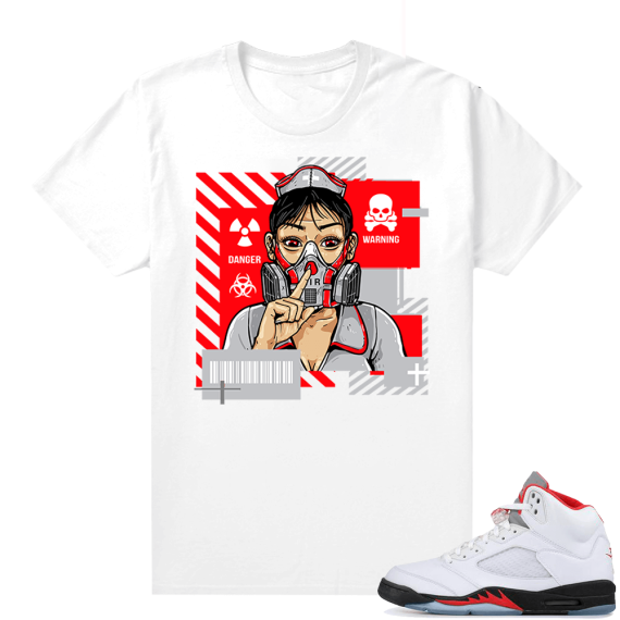 Fire Red 5s sneaker tees White - Quarantine Propaganda