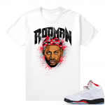 Fire Red 5s sneaker tees White - Rodman Vintage Style