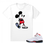 Fire Red 5s sneaker tees White - Sneakerhead Mickey