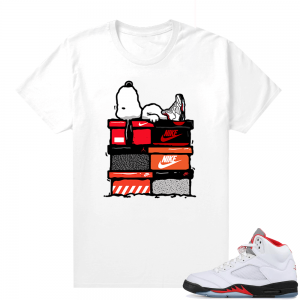 Fire Red 5s matching Graphic tees - Sneakerhead Snoopy