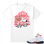 Fire Red 5s sneaker tees White - Snoopy Trap House