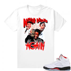 Fire Red 5s sneaker tees White - Young Boy Vintage Style Rap Tee