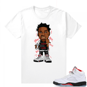 Fire Red 5s sneaker tees White - Kodak Glee