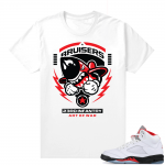 Fire Red 5s sneaker tees White - Bruisers 23rd Infantry