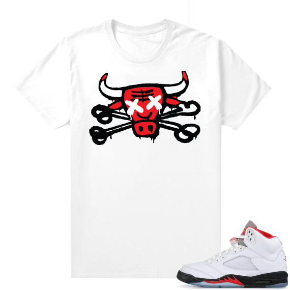 Fire Red 5s sneaker tees White - Bully Bones