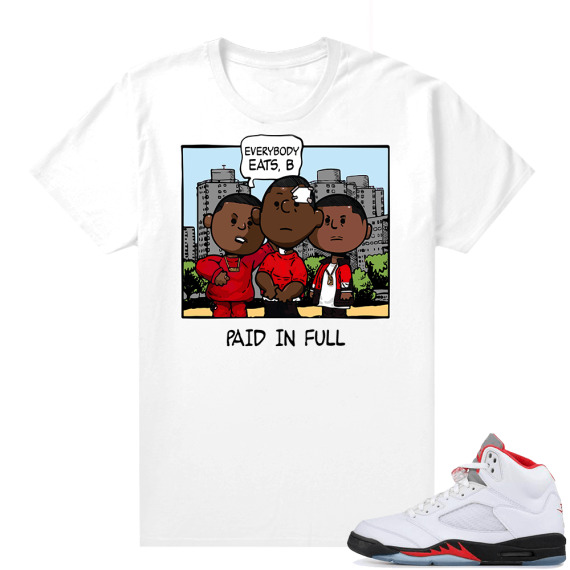 Fire Red 5s matching Graphic tees - PNUTS Paid In Full