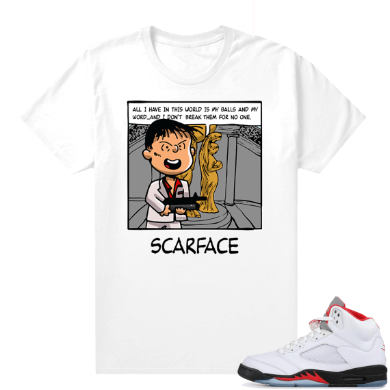 Fire Red 5s matching Graphic tees - PNUTS Scarface