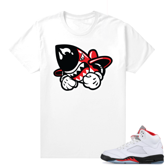 Fire Red 5s sneaker tees White - Bruiser Logo