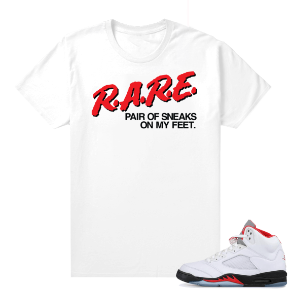 Fire Red 5s sneaker tees White - Rare Pair