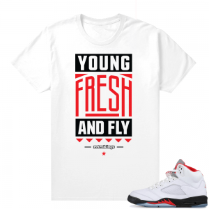 Fire Red 5s sneaker tees White - Young Fresh Fly