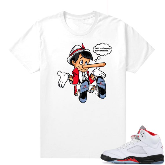 Fire Red 5s sneaker tees White - No More Sneakers