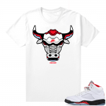 Fire Red 5s sneaker tees White - Rare Air Bull