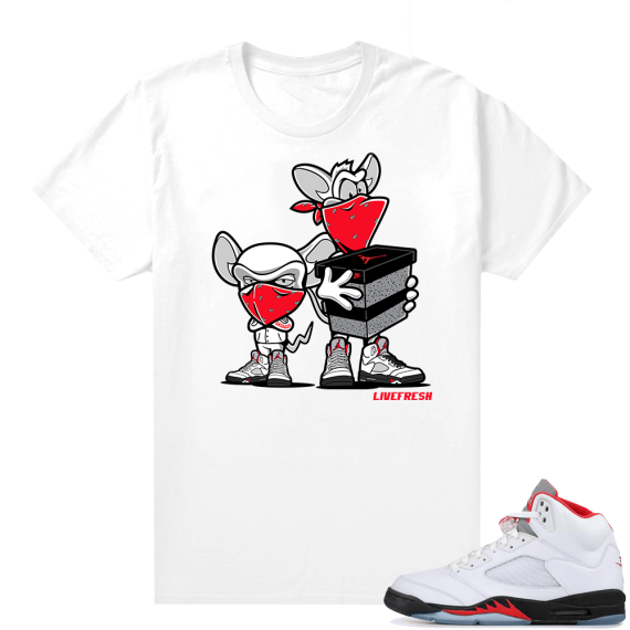 Fire Red 5s sneaker tees White - Sneaker Heist