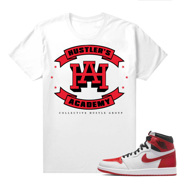 Heritage 1s - Tees White Collective Hustle Group Hustlers Acadamy logo