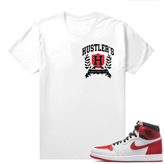 Heritage 1s - Tees White Collective Hustle Group Hustlers University Pocket logo