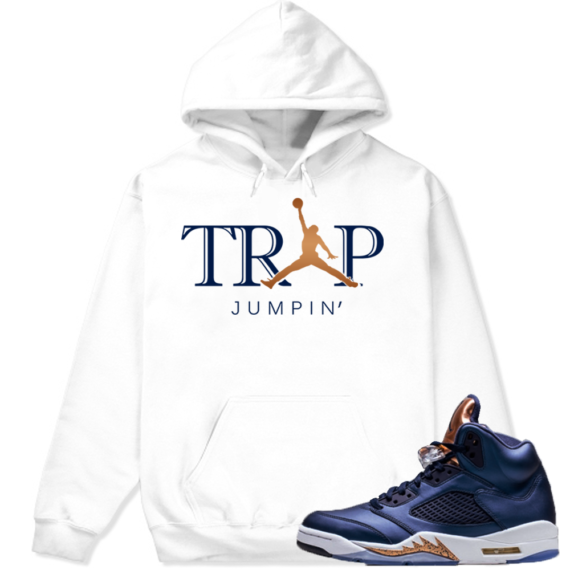 Air Jordan 5 Bronze Match Sneaker Tee | Trap Jumpin | White Hoodie