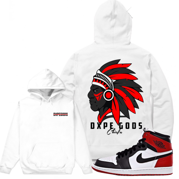 Match Jordan 1 Black Toe | Chief'n Dxpe Gods | White Hoodie