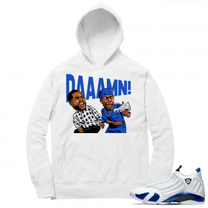 Hyper Royal 14s Match Hoodie - White - DAAAMN