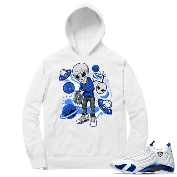 Hyper Royal 14s Match Hoodie - White - Drip Invasion