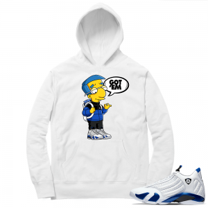 Hyper Royal 14s Match Hoodie - White - Millhouse Got EM