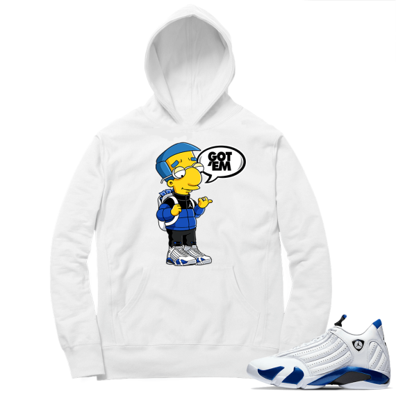 Hyper Royal 14s Match Hoodie - White - Millhouse Got EM