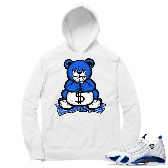 Hyper Royal 14s Match Hoodie - White - Money Bag Bear