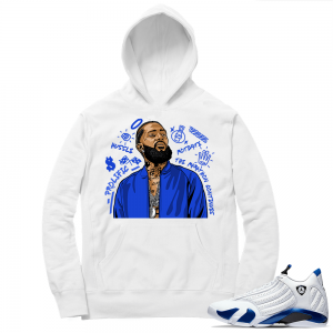 Hyper Royal 14s Match Hoodie - White - Nipsey Tribute