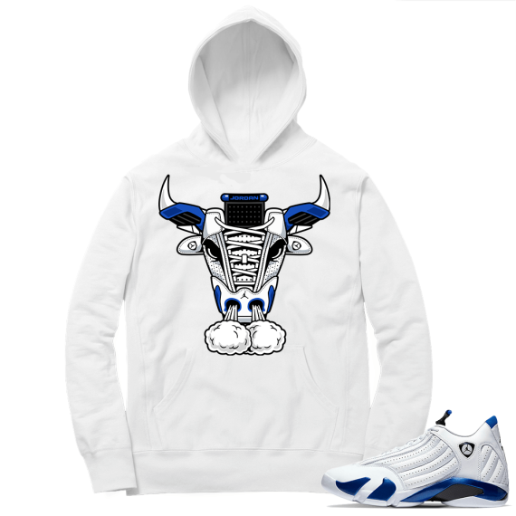 Hyper Royal 14s Match Hoodie - White - Retro Bull 14