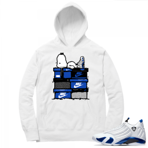 Hyper Royal 14s Match Hoodie - White - Sneaker Head Snoopy