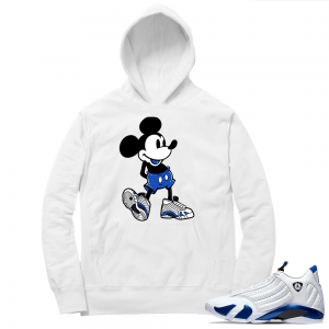 Hyper Royal 14s Match Hoodie - White - Sneakerhead Mickey