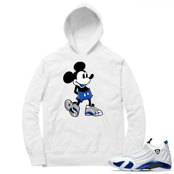 Hyper Royal 14s Match Hoodie - White - Sneakerhead Mickey