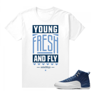 Sneaker shirts Indigo 12s - White - Young Fresh Fly