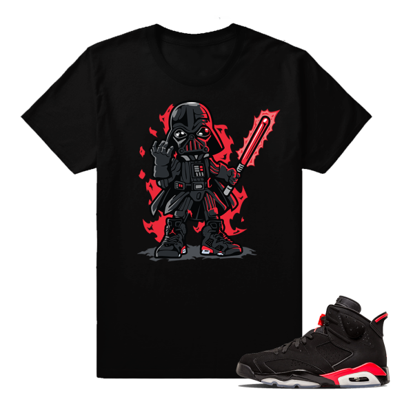 Sneaker tees Jordan 6 Infrared | Sneakerhead Vader | Black shirt