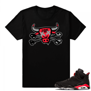 Sneaker tees Jordan 6 Infrared | Bull N Bones | Black shirt