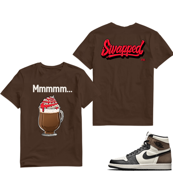 Jordan 1 Mocha shirt - Dark Mocha - Mocha Frap Lace Red Swapped JTSG