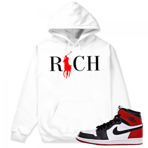 Match Jordan 1 Black Toe | Country Club Rich | White Hoodie