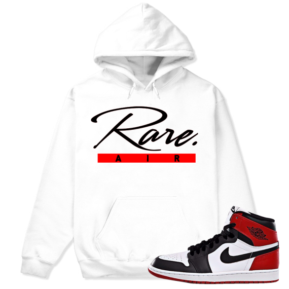 Match Jordan 1 Black Toe | Rare Script | White Hoodie