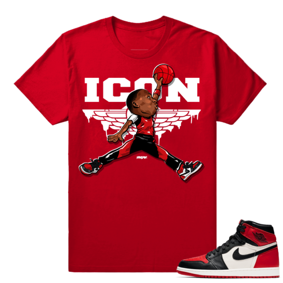 Jordan 1 Bred Toe Sneaker tees Red ICON