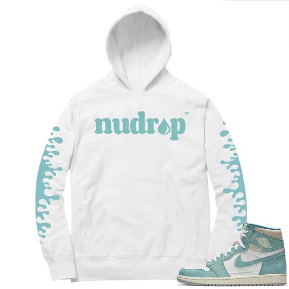 Turbo Green 1s | NuDrip  Logo | White Hoodie