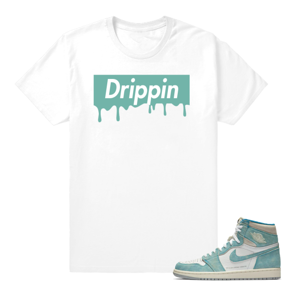 Turbo Green 1s | Drip Logo Box | White Shirt